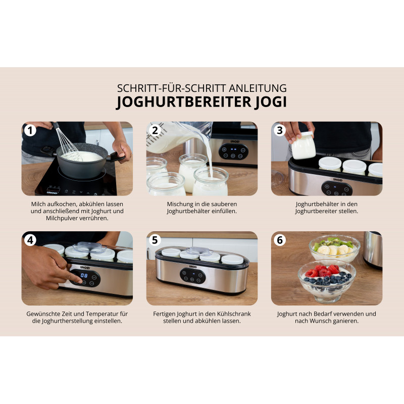 UNOLD 38726 Jogi Γιαουρτιέρα, 4 x 180 ml γυάλινα βαζάκια
