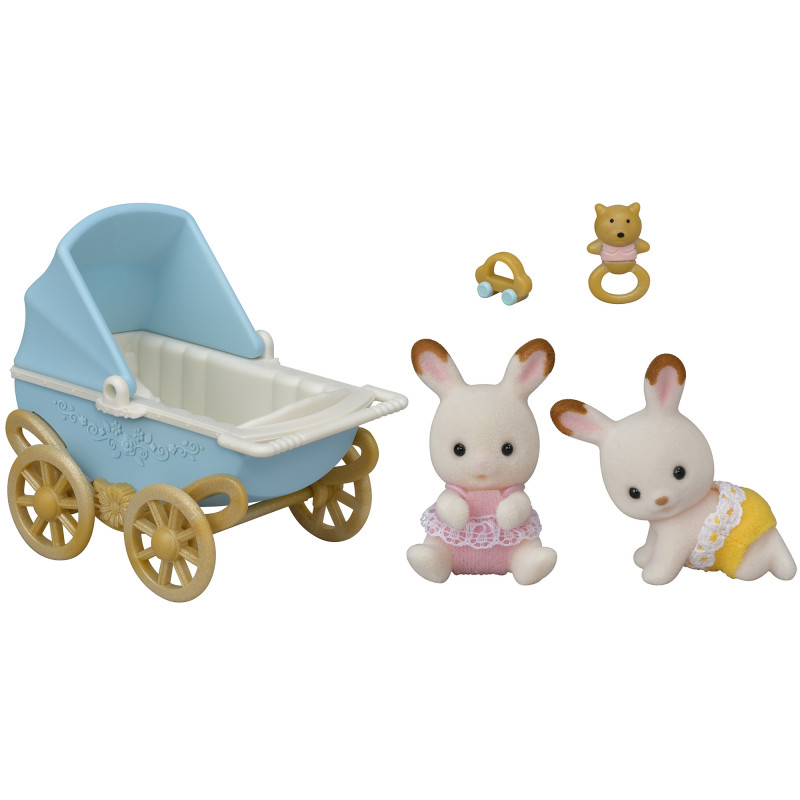 EPOCH Sylvanian Families δίδυμα Schokoladenhasen με καροτσάκι