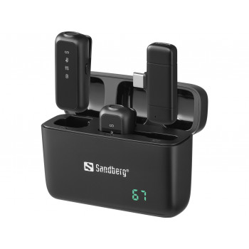SANDBERG Streamer USB-C Ασύρματο Μικρόφωνο x2 - Σετ Διπλού Μικροφώνου - 20 Hz - 20 kHz