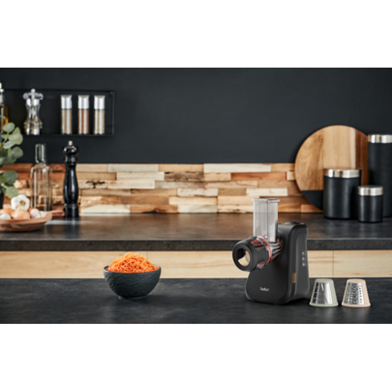 TEFAL MB77EN Ηλεκτρικός τρίφτης και spiralizer, 260 W, 5 κώνοι, Μαύρο/Ασημί