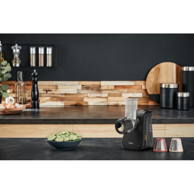 TEFAL MB77EN Ηλεκτρικός τρίφτης και spiralizer, 260 W, 5 κώνοι, Μαύρο/Ασημί