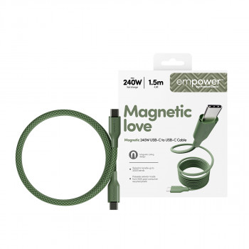 PanzerGlass empower Magnetic 240W Καλώδιο USB-C σε USB-C 1,5 m Πράσινο