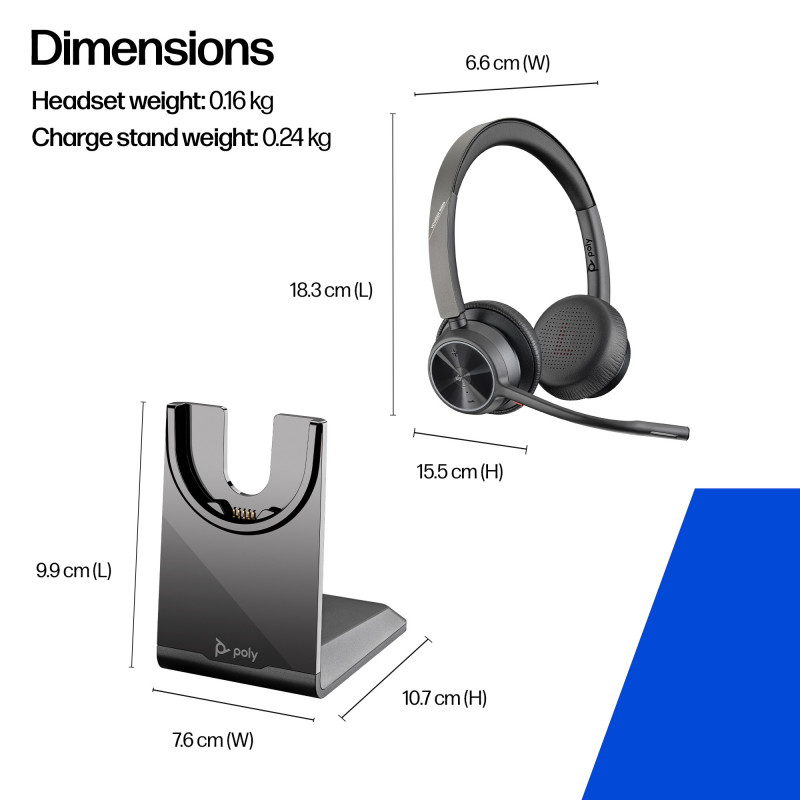 Plantronics Voyager 4320 UC V4320-M C, USB-A, Μαύρο