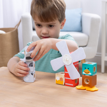 Melissa & Doug Blockables Farm Friends Σετ Ξύλινων Κύβων Στοίβαξης
