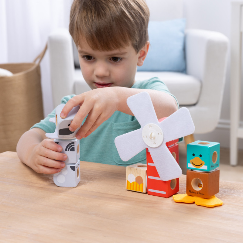 Melissa & Doug Blockables Farm Friends Σετ Ξύλινων Κύβων Στοίβαξης