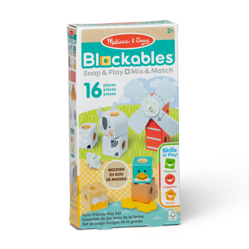 Melissa & Doug Blockables Farm Friends Σετ Ξύλινων Κύβων Στοίβαξης