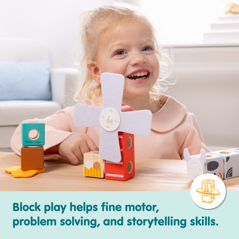 Melissa & Doug Blockables Farm Friends Σετ Ξύλινων Κύβων Στοίβαξης