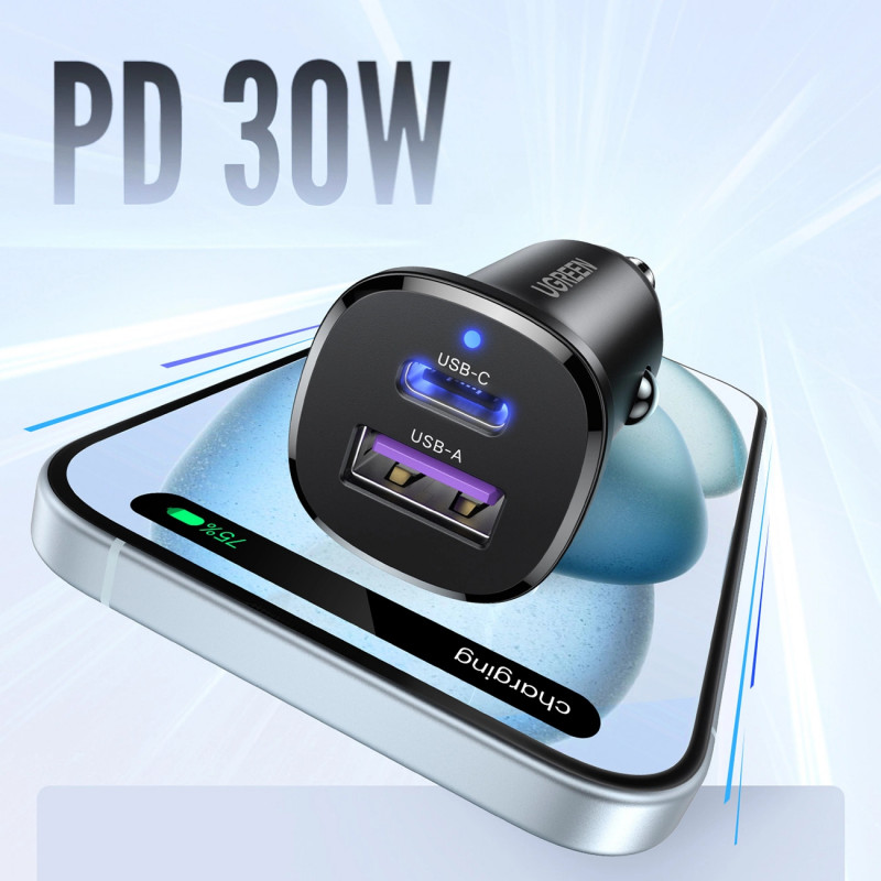 UGREEN EC305 30W USB-C + USB-A φορτιστής τοίχου PD 3.0 PPS Quick Charge 3.0 Μαύρο
