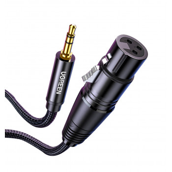 UGREEN AV182 καλώδιο ήχου βύσμα XLR αρσενικό σε βύσμα 3,5 mm TRS αρσενικό 1 m μαύρο