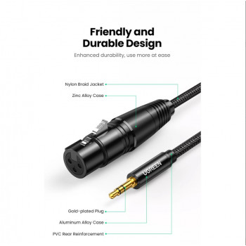 UGREEN AV182 καλώδιο ήχου βύσμα XLR αρσενικό σε βύσμα 3,5 mm TRS αρσενικό 1 m μαύρο