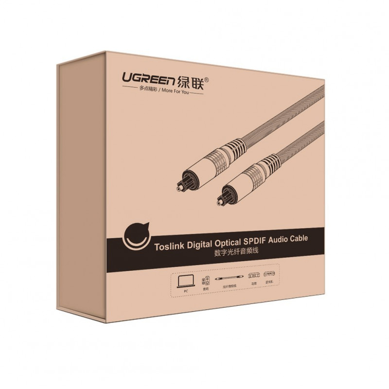 UGREEN Καλώδιο ήχου Toslink, πλεκτό νάιλον, 3m Ασημί