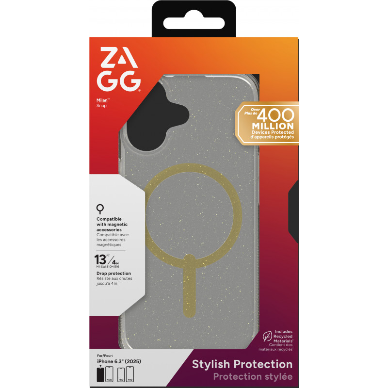 ZAGG Milan Snap θήκη για iPhone 17 – Glitter Gold