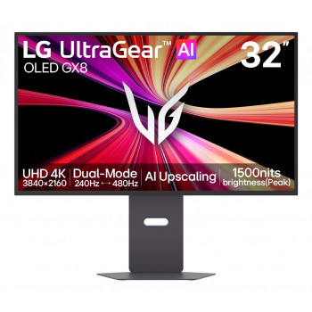 LG UltraGear Evo AI 32GX870B-B 31,5 inch Tandem OLED gaming οθόνη, 4K 240Hz / FHD 480Hz, HDR500, USB-C 90W