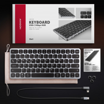 AXAGON HMC-KB-PT USB-C 5Gbps πληκτρολόγιο (PT) hub 9 σε 1
