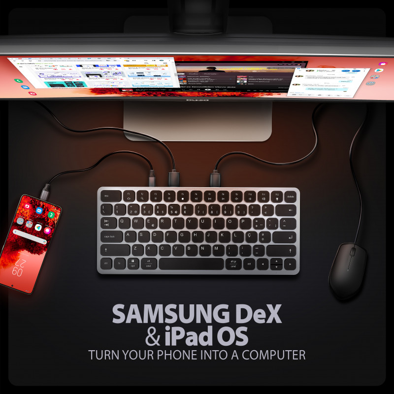 AXAGON HMC-KB-PT USB-C 5Gbps πληκτρολόγιο (PT) hub 9 σε 1