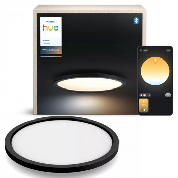 Philips Hue Aurelle Στρογγυλό Panel Φωτιστικό Μαύρο - Smart LED Φωτιστικό Οροφής, Ρύθμιση Λευκού, 2200 lm, Bluetooth & Zigbee