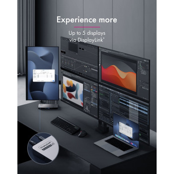 ICY BOX IB-DK7402-C31 Diamond Dock Σταθμός σύνδεσης 12-in-1 USB-C, 5x έξοδος βίντεο, 140 W PD, DisplayLink, ανθρακί/μαύρο