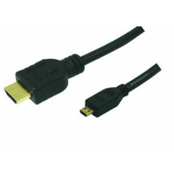 LogiLink Καλώδιο High Speed HDMI με Ethernet, HDMI Type A αρσενικό σε Micro HDMI Type D αρσενικό, 1,5 m, Μαύρο