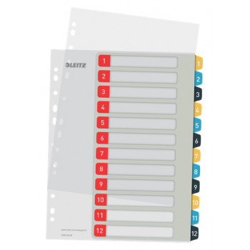 Leitz Cosy A4 σετ εκτυπωμένων ευρετηρίων, 1-12, PP, πολύχρωμο 12480000