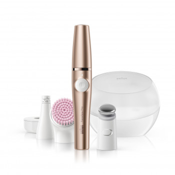 Braun FaceSpa Pro 921 Αποτριχωτική συσκευή προσώπου 3 σε 1, βούρτσα καθαρισμού & συσκευή σύσφιξης, μπρονζέ-λευκό