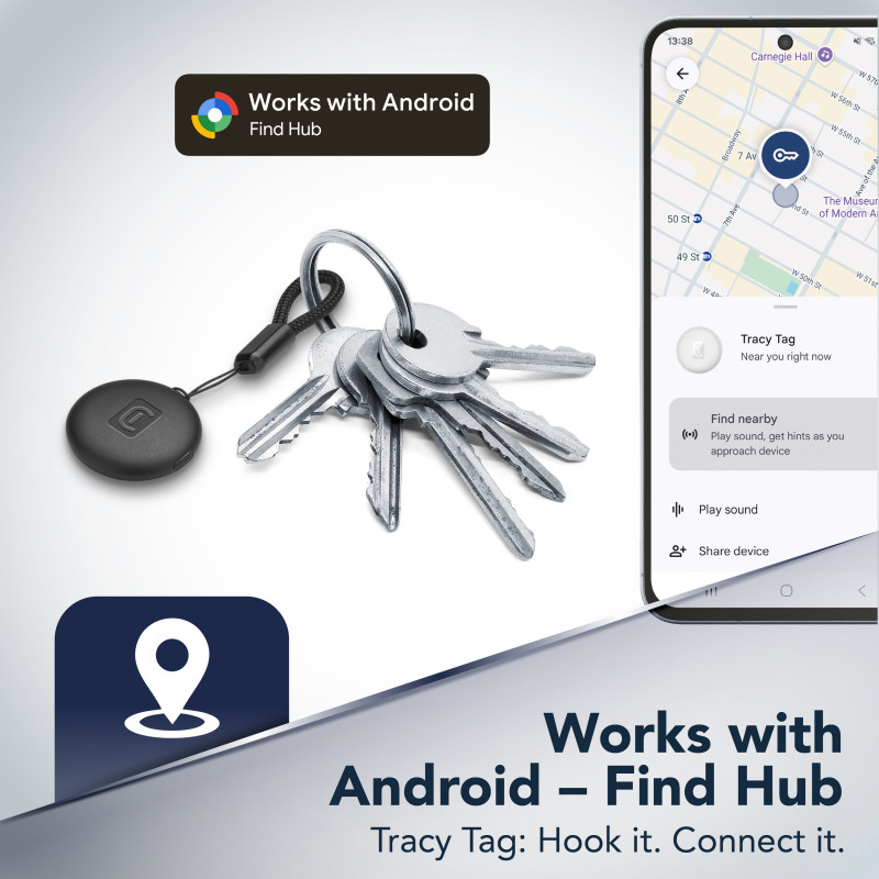 Cellularline Tracy Tag Bluetooth tracker για Android, λευκό 61290