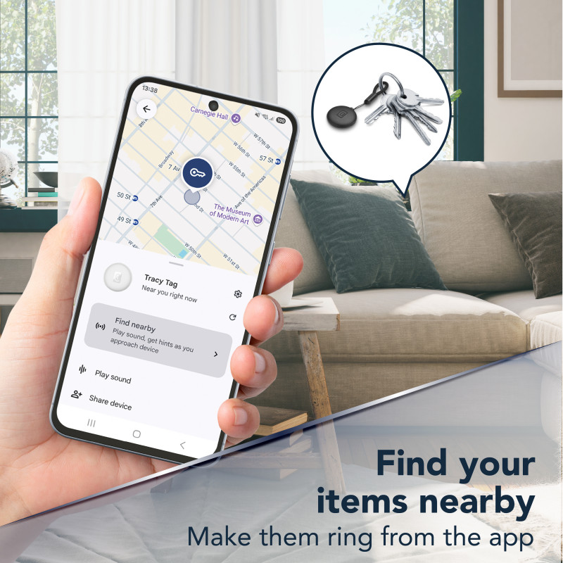 Cellularline Tracy Tag Bluetooth tracker για Android, λευκό 61290