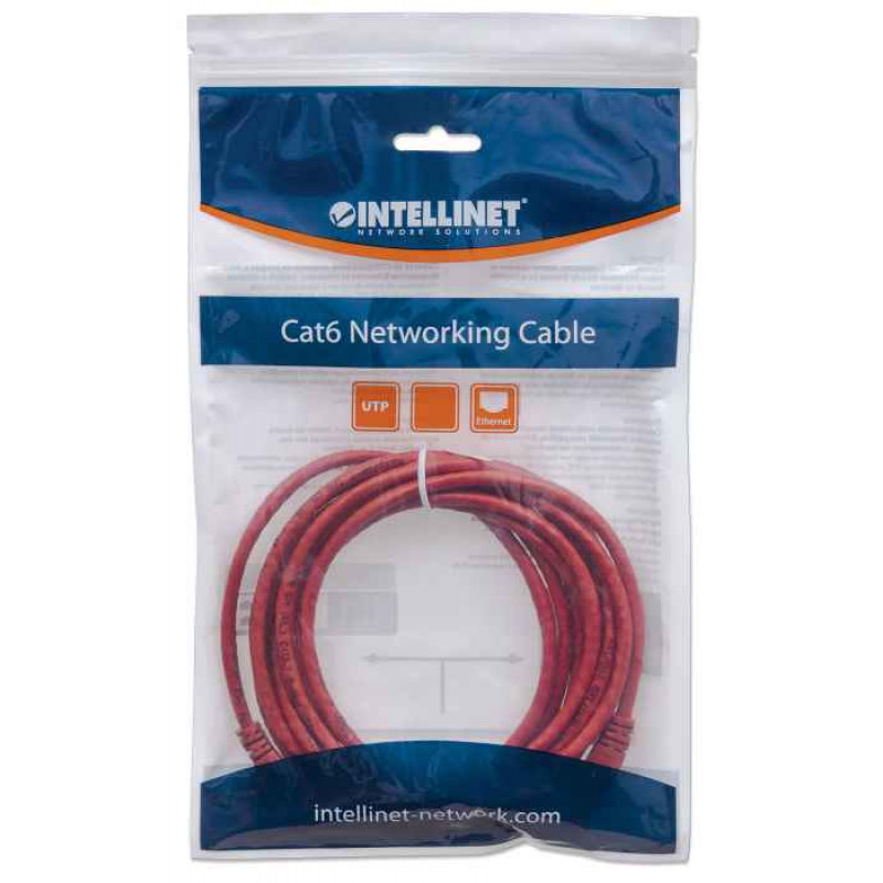 Intellinet Καλώδιο Patch Cat6 UTP, RJ45, χυτό, 1,5 m, Κόκκινο 342155