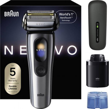 Braun NEVO 17000cc Ηλεκτρική ξυριστική μηχανή με σταθμό Clean&Charge, 5 λειτουργίες, κεφαλή ξυρίσματος 360°, Χρώμιο/Ασήμι 349659