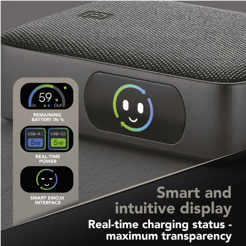Cellularline Powerview IQ Powerbank 10000 mAh, 45 W, USB-C / USB-A, οθόνη IQ 61435