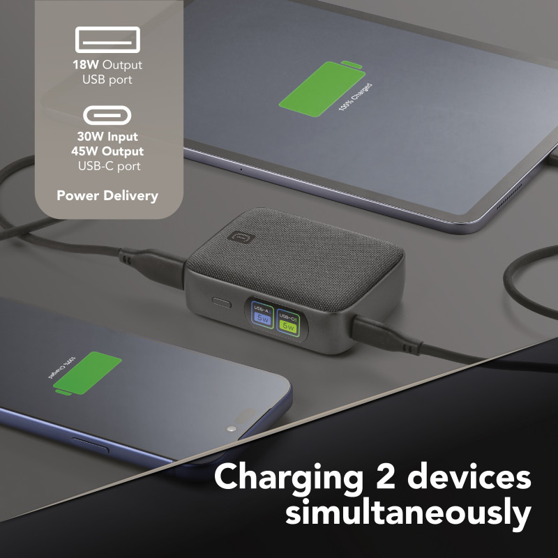 Cellularline Powerview IQ Powerbank 10000 mAh, 45 W, USB-C / USB-A, οθόνη IQ 61435