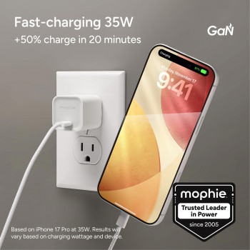 mophie φορτιστής τοίχου USB-C 35W GaN λευκό (409917045)