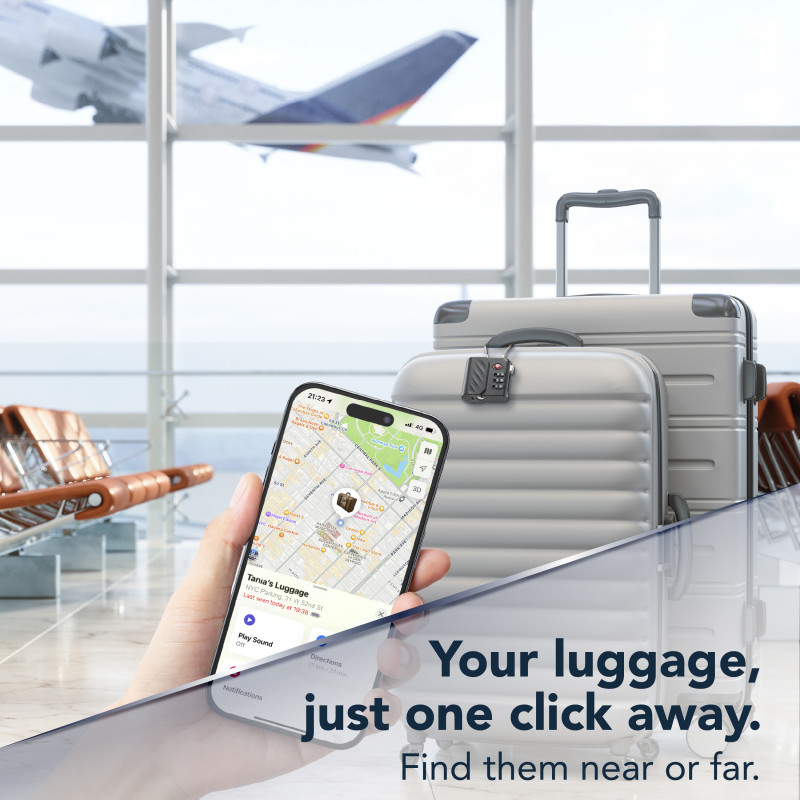 Cellularline TRACY LOCK έξυπνο λουκέτο με Bluetooth tracker μέσω Apple Find My, μαύρο 61302