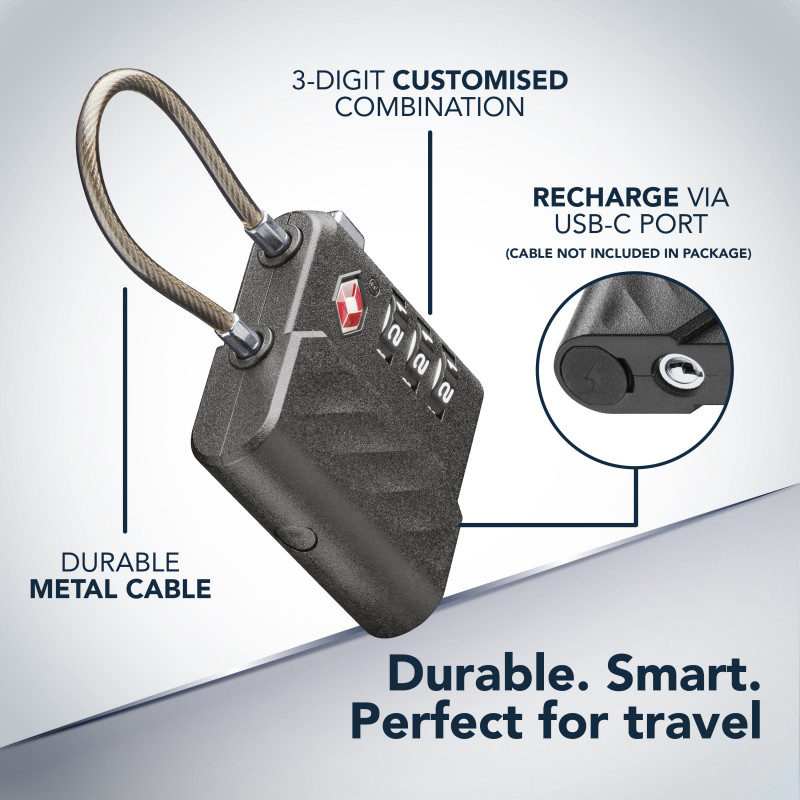 Cellularline TRACY LOCK έξυπνο λουκέτο με Bluetooth tracker μέσω Apple Find My, μαύρο 61302