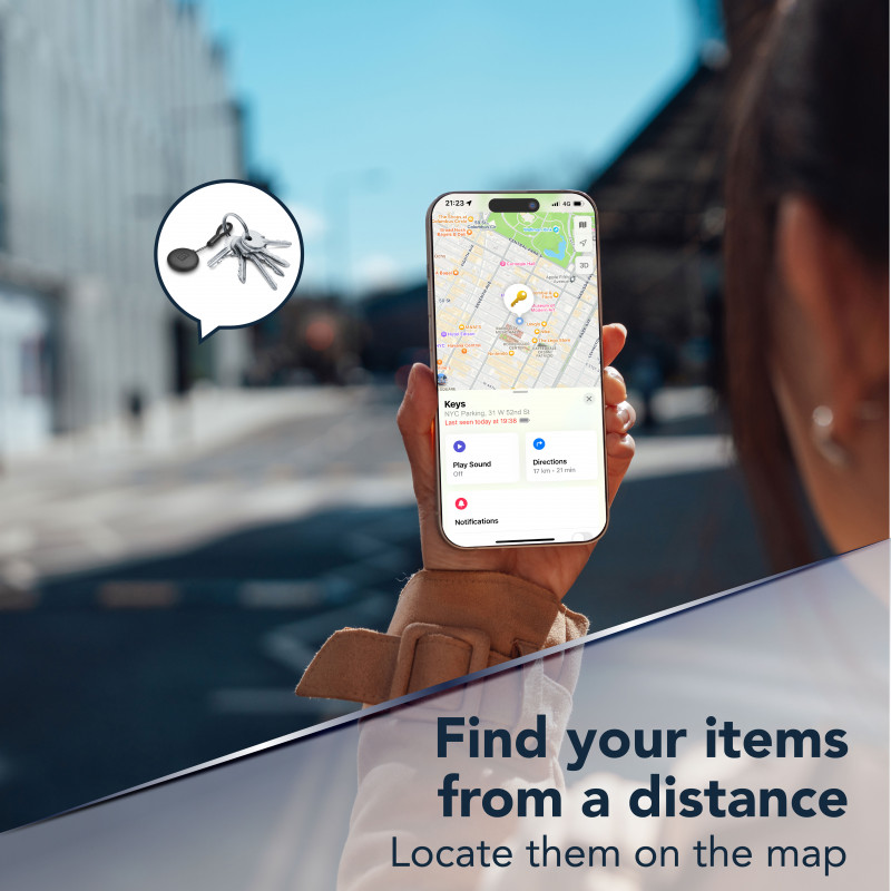 Cellularline TRACY TAG Bluetooth Tracker για Apple Find My, Μαύρο 60994