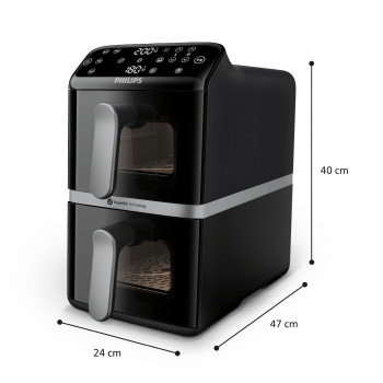 Philips Ovi Stacked Dual Basket 4000 Φριτέζα Αέρος 9L 2700W Μαύρο & Ασημί NA461/00