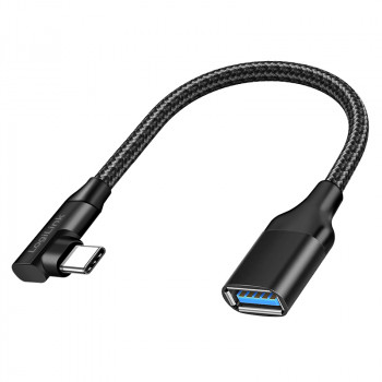 LogiLink CU0100 καλώδιο προσαρμογέα USB-C σε USB-A, 0,2 m, 10 Gbps, γωνία 90°, μαύρο