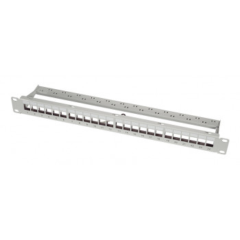 LogiLink 19 ιντσών Keystone Patch Panel, 24 Port, θωρακισμένο, Ανοιχτό γκρι (RAL7035), 1U, για έως 24 Keystone-Module, 1 τεμ. (NK4073)