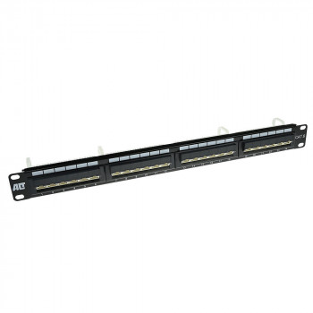 ACT 24-Port CAT6 UTP 45° γωνιακό Patch Panel, 1U, μαύρο (PP1013)
