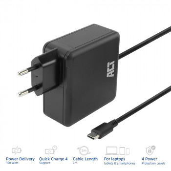 ACT USB-C Τροφοδοτικό laptop 100W με προφίλ Power Delivery, 2 m (AC2015)