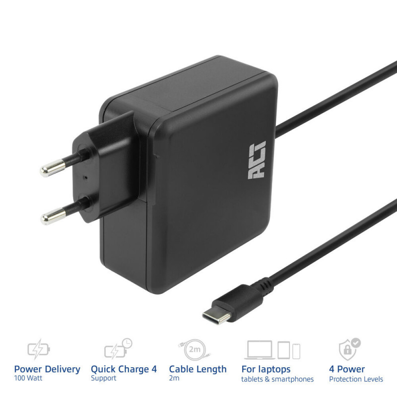 ACT USB-C Τροφοδοτικό laptop 100W με προφίλ Power Delivery, 2 m (AC2015)
