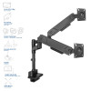 ACT AC8330 Office Solid Pro Βραχίονας διπλής οθόνης, γάζα, τοποθέτηση σε κολόνα, έως 34 inch