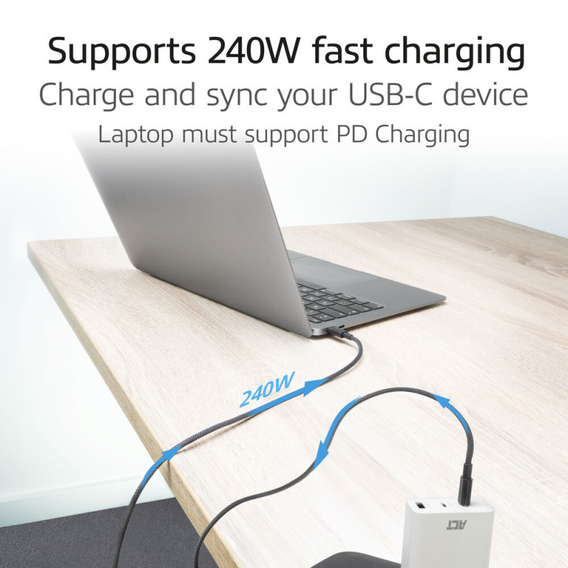 ACT USB 2.0 240W καλώδιο φόρτισης/δεδομένων USB-C σε USB-C, μαύρο, 2 m (AC3087)