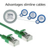 ACT πράσινο 0,15 m LSZH S/FTP CAT6A Slimline Snagless καλώδιο patch RJ45 (DB7730)