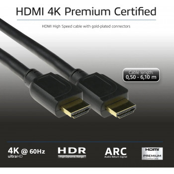 ACT AK3947 Καλώδιο HDMI 6,1m 4K 60Hz HDR ARC 18Gbps μαύρο
