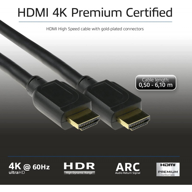 ACT AK3947 Καλώδιο HDMI 6,1m 4K 60Hz HDR ARC 18Gbps μαύρο