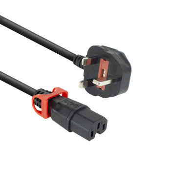 ACT Καλώδιο τροφοδοσίας UK βύσμα - C15 IEC Lock+ μαύρο 2 m, PC3884 (PL0082)