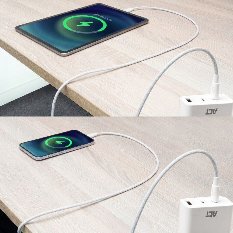 ACT καλώδιο φόρτισης/δεδομένων USB 2.0 240W USB-C σε USB-C, λευκό, 2m (AC3085)