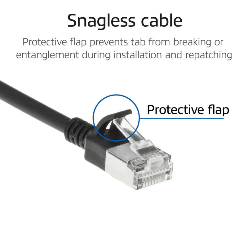 ACT μαύρο καλώδιο patch 1m LSZH S/FTP CAT6A Slimline Snagless με βύσματα RJ45 (DB7901)