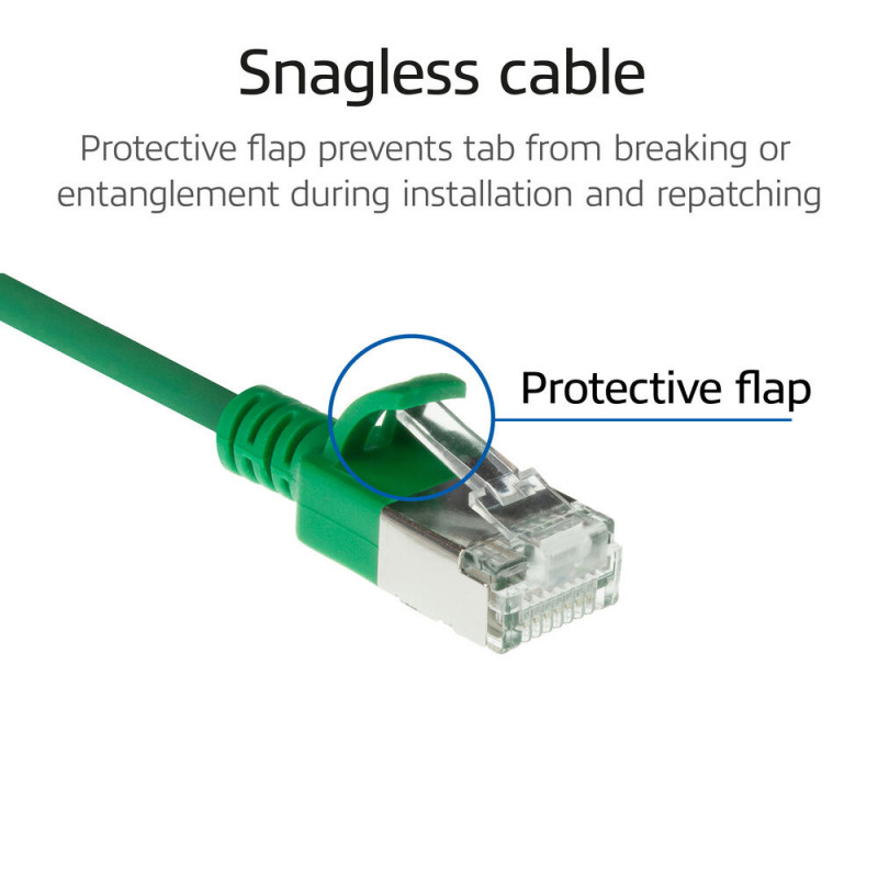 ACT πράσινο καλώδιο patch 5m LSZH S/FTP CAT6A Slimline Snagless με βύσματα RJ45 (DB7705)