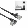 ACT DC1901 1m CAT6A U/UTP LSZH Slimline Patch καλώδιο, RJ45 90° γωνιακό αριστερά σε ευθύ, μαύρο